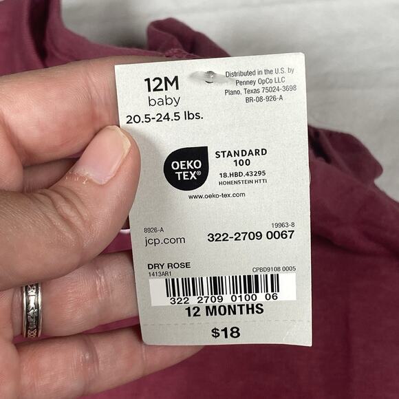 Okie Dokie Baby Girl Size 12 Month Mama's Bestie Red One Piece Outfit - New - Picture 4 of 4